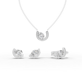 4.84 Ct Lab Grown Diamond Pear Horseshoe Halo Jewelry Set with Necklace, Earrings and Open Ring