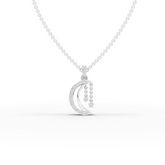 Lab Grown Diamond Crescent Moon Pendant Necklace with Dangling Star Charms