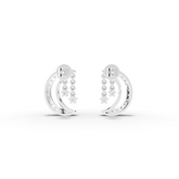 0.28 Ct Lab Grown Diamond Crescent Moon Drop Earrings with Dangling Star Charms