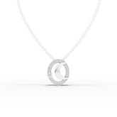 Lab Grown Diamond Crescent Moon and Star Halo Pendant Necklace