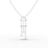 Lab Grown Diamond Star Drop Pendant Necklace with Pavé Bar and Multi-Chain Dangle