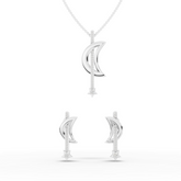 0.55 Ct Modern Celestial Lab Grown Diamond Moon & Star Jewelry Set with Crescent Pendant Necklace and Drop Earrings