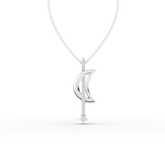 Modern Lab Grown Diamond Crescent Moon & Vertical Bar Star Pendant Necklace