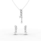 0.71 Ct Modern Lab Grown Diamond Vertical Bar Star Jewelry Set with Drop Earrings and Pendant Necklace