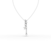 Modern Lab Grown Diamond Vertical Bar Star Pendant Necklace with Pavé Detail