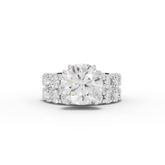 7.27 Ct Round Lab Diamond Half Eternity Ring with Hidden Halo 4.00 Ct Center