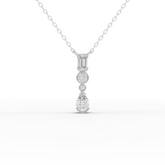 Lab-Grown Diamond Mixed-Shape Vertical Drop Necklace with Emerald, Round & Pear Diamonds