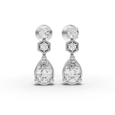 0.89 Ct Pear Drop Lab Diamond Earrings with Hexagon Accents
