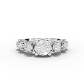 1.41 Ct Round Solitaire Side Stone Lab Diamond Ring with 1 Ct Center
