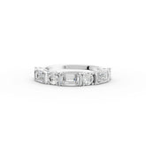 1.57 Ct Emerald & Round Lab Diamond Half Eternity Ring