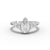 1.22 Ct Pear Solitaire Side-Stone Lab Diamond Ring with 1 Ct Center