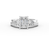 1.36 Ct Emerald Lab Diamond Bridal Set with Accent Band 1.00 Ct