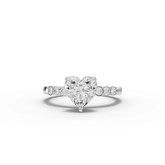1.24 Ct Heart Solitaire Pavé Lab Diamond Ring with 1.00 Ct Center