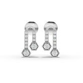 0.43 Ct Hexagon Drop Lab Diamond Earrings with Pavé Bar Accents