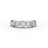 0.89 Ct Round Hexagon-Set Geometric Lab Diamond Band Ring
