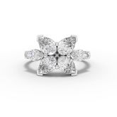 1.77 Ct Pear Floral Cluster Lab Diamond Ring with Marquise Accents