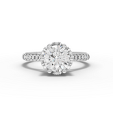 1.41 Ct Vintage Round Lab Grown Diamond Engagement Ring with Hidden Halo & Milgrain Band