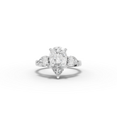 2.71 Ct Pear Three-Stone Solitaire Lab Grown Diamond Ring