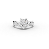 1.15 Ct Heart Solitaire Pavé V-Band Lab Diamond Ring