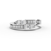 0.35 Ct Pear Diamond Open Wrap Ring with Channel Set Pavé Band