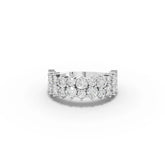 2.09 ct double row lab diamond band wide statement ring with round lab grown diamonds in a half eternity setting
