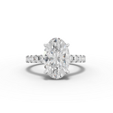 3.30 Ct Oval Solitaire Lab Diamond Pavé Ring 3.00 Ct Center