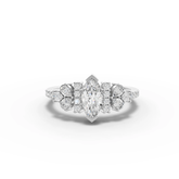 0.96 Ct Marquise Floral Lab Diamond Ring with Pavé Band 0.5 Ct Center