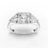 Asscher Cut Lab Diamond Three-Stone Engagement Ring · Trillion Side Stone