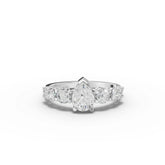 1.39 Ct Pear Solitaire Lab Diamond Accent Ring 0.75 Ct Center