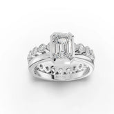 1.48 CT emerald bezel solitaire accent set lab diamond ring with 1 ct center stone and round side diamonds