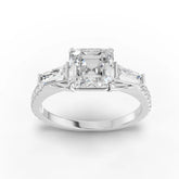 Emerald Cut Lab-Grown Diamond Three-Stone Rose Gold Engagement Ring