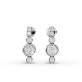 0.65 Ct Bezel Lab Diamond Drop Earrings with Accent Stones
