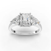 Radiant Cut Lab Diamond Three-Stone Engagement Ring · Trillion Side Stones