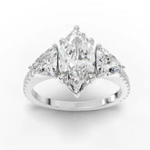 Marquise Cut Lab Diamond Three-Stone Engagement Ring · Trillion Side Stones