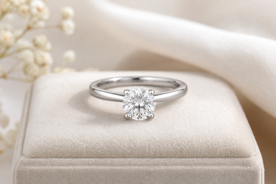 Lab diamond engagement ring with a bright center stone in a refined jewelry setting