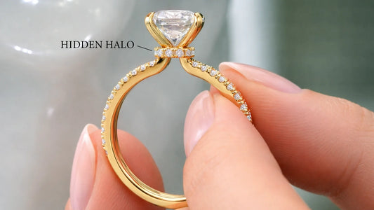 hidden halo ring showing diamonds beneath center stone