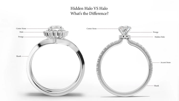 Difference between halo engagement ring and hidden halo engagement rings