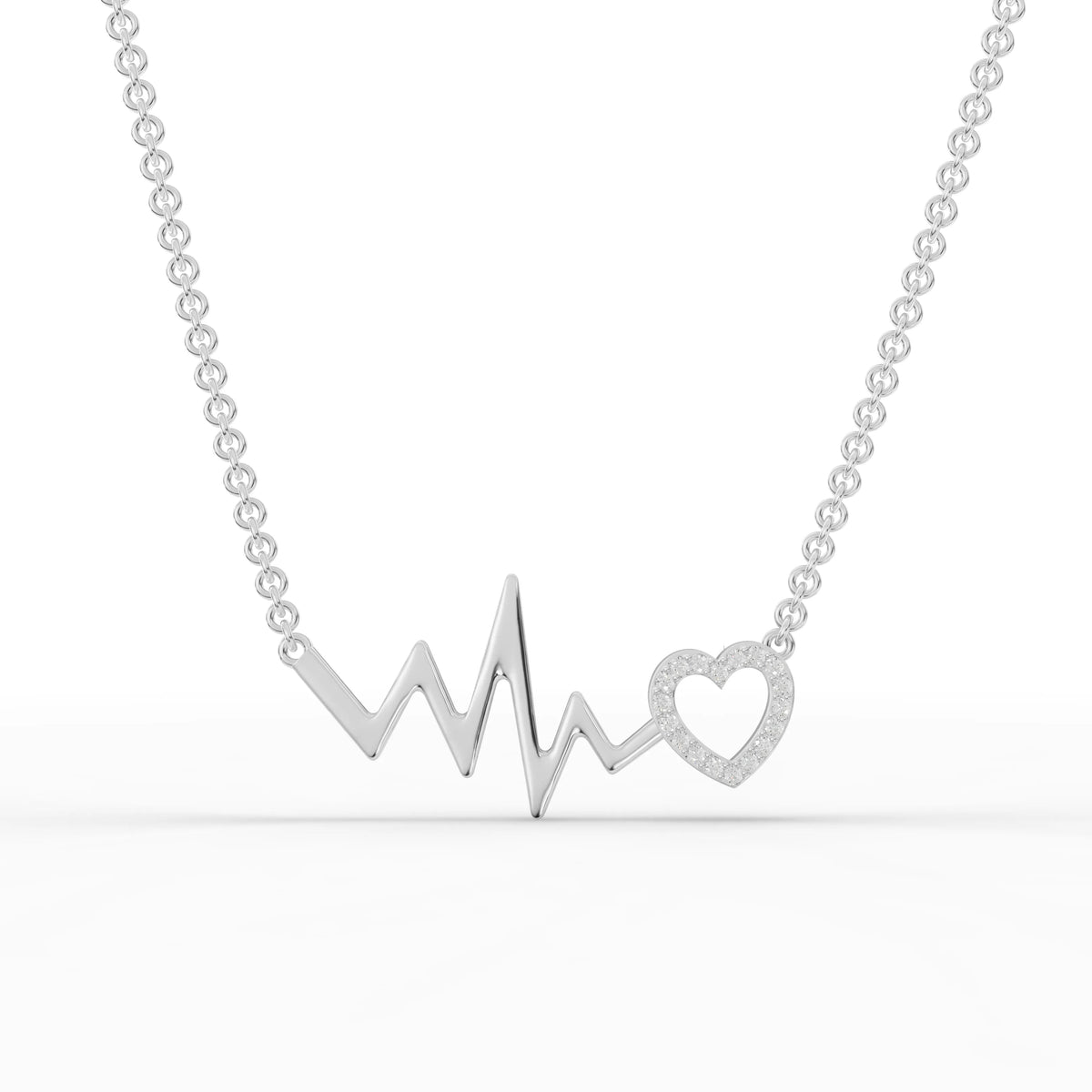 0.035 CT Heartbeat Round Lab Grown Diamond Pendant in white gold
