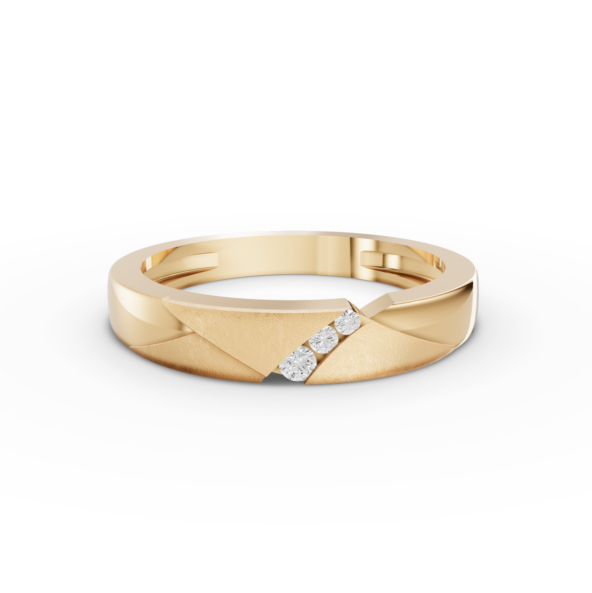 0.047 CT Round Lab Grown Diamond Groove Band in yellow gold