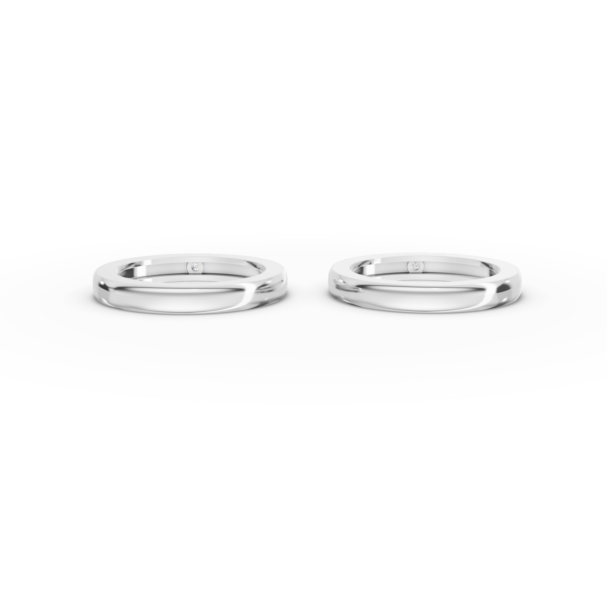0.06 CT Round Bezel Set Couple Lab Grown Diamond Band, view 3