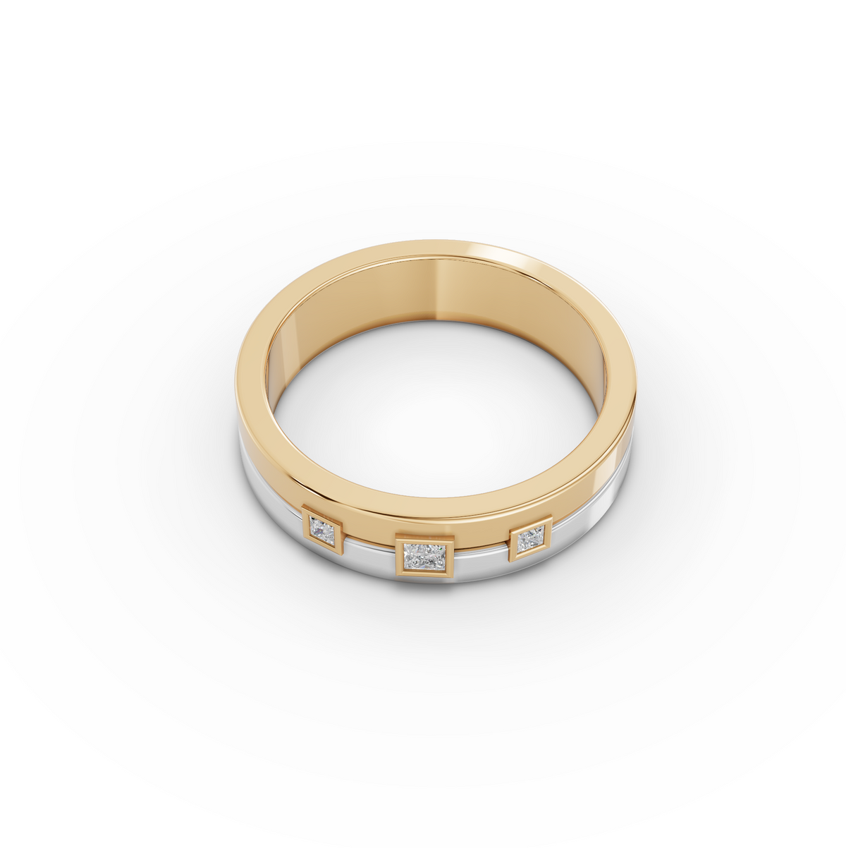 0.092 CT Two Tone Princess Lab Grown Diamond Band, view 3