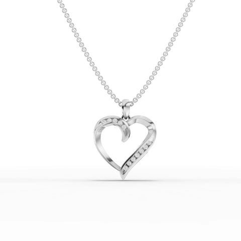 0.10 ct open heart lab grown diamond pendant necklace with round diamonds along the inner curve