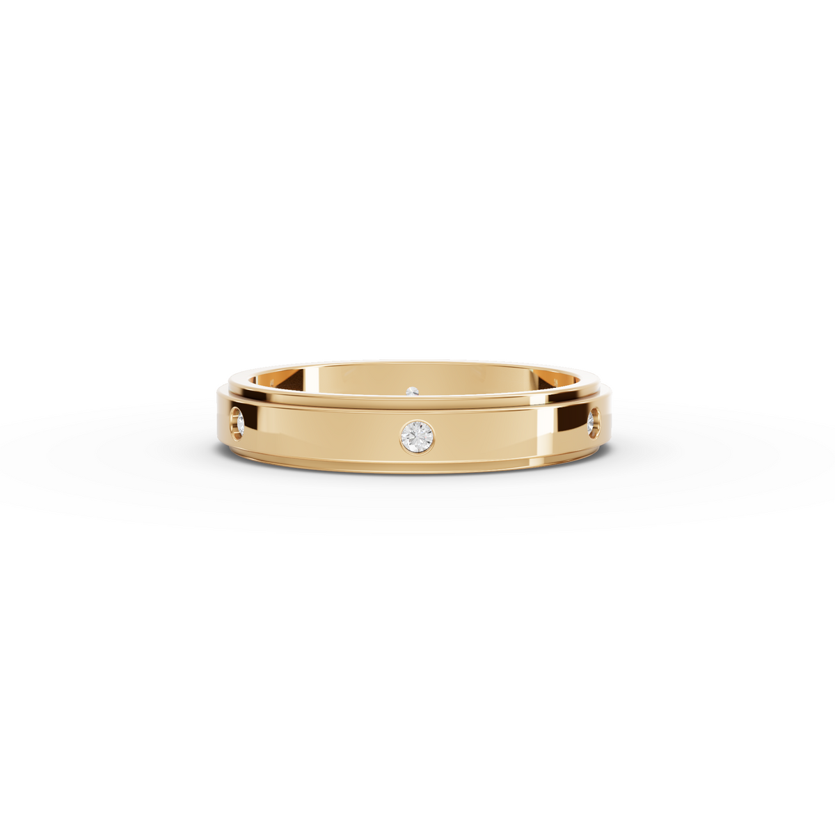 0.13 CT Round Flush Set Lab Diamond Men's Wedding Band, view 4
