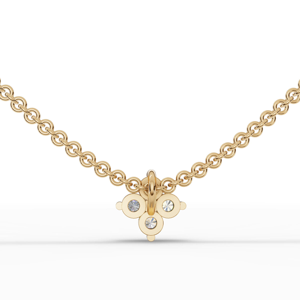 Floral 0.14 Ct lab diamond pendant in 18k gold with four round brilliant diamonds in a close-set cluster design.