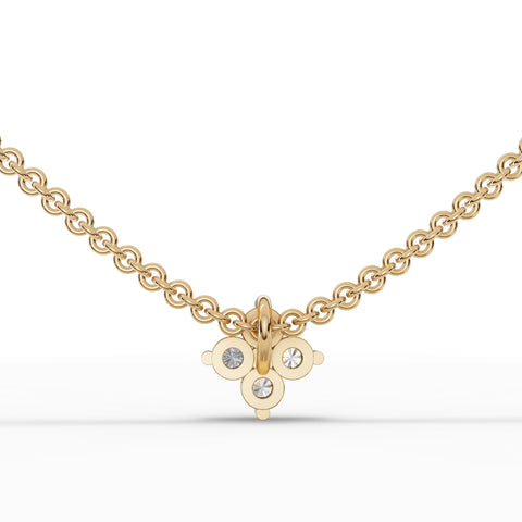 Floral 0.14 Ct lab diamond pendant in 18k gold with four round brilliant diamonds in a close-set cluster design.
