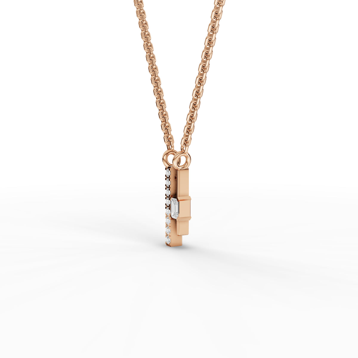 0.15 CT Emerald Lab Grown Diamond Bar Necklace, view 3