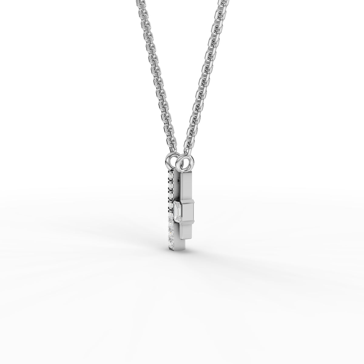 0.15 CT Emerald Lab Grown Diamond Bar Necklace
