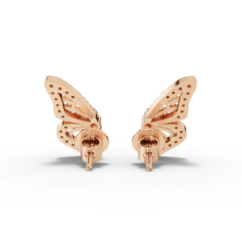 0.15 CT Round Lab Grown Diamond Butterfly Earrings, view 3