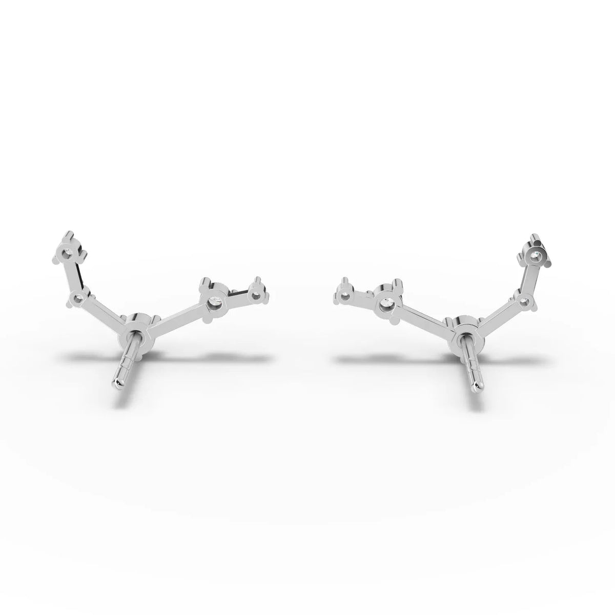 Elegant 0.18 Ct Aries lab diamond earrings in 18K gold, featuring precise angular star alignment with round diamonds.