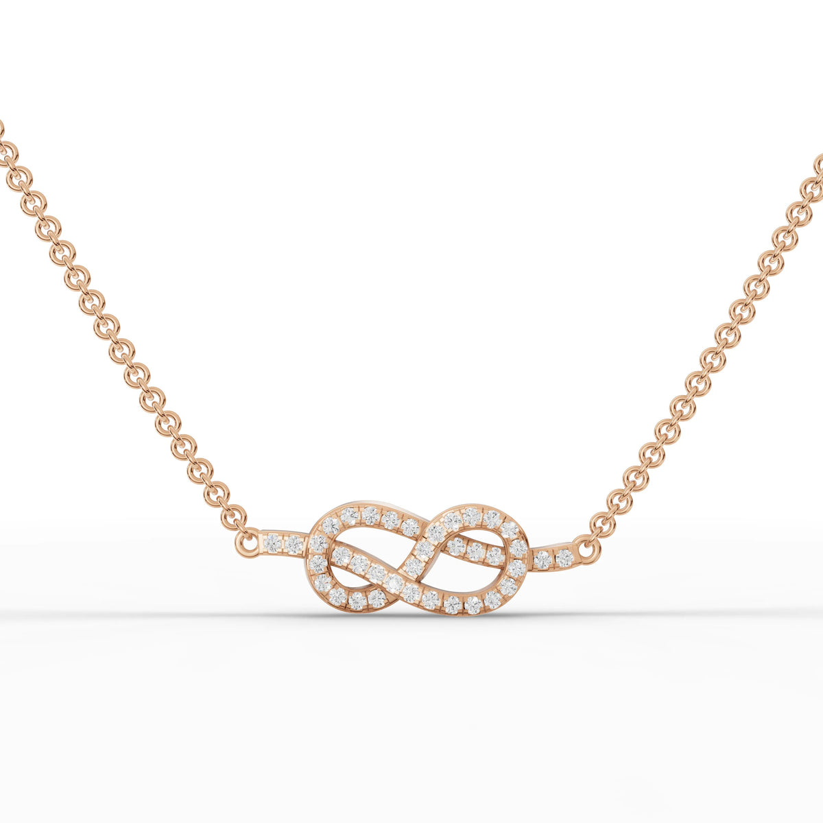0.19 Ct Infinity Pavé Lab Diamond Pendant, featuring a heart and infinity motif, set in polished 18k gold with round diamonds.